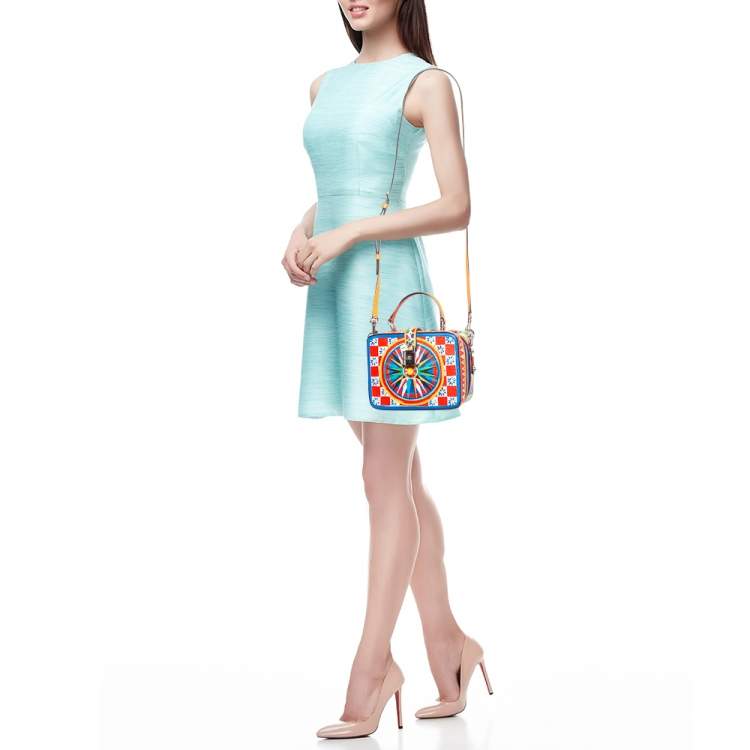 Pre Owned Dolce & Gabbana Multicolor Leather Teatro dei Pupi Dolce Box Top Handle Bag