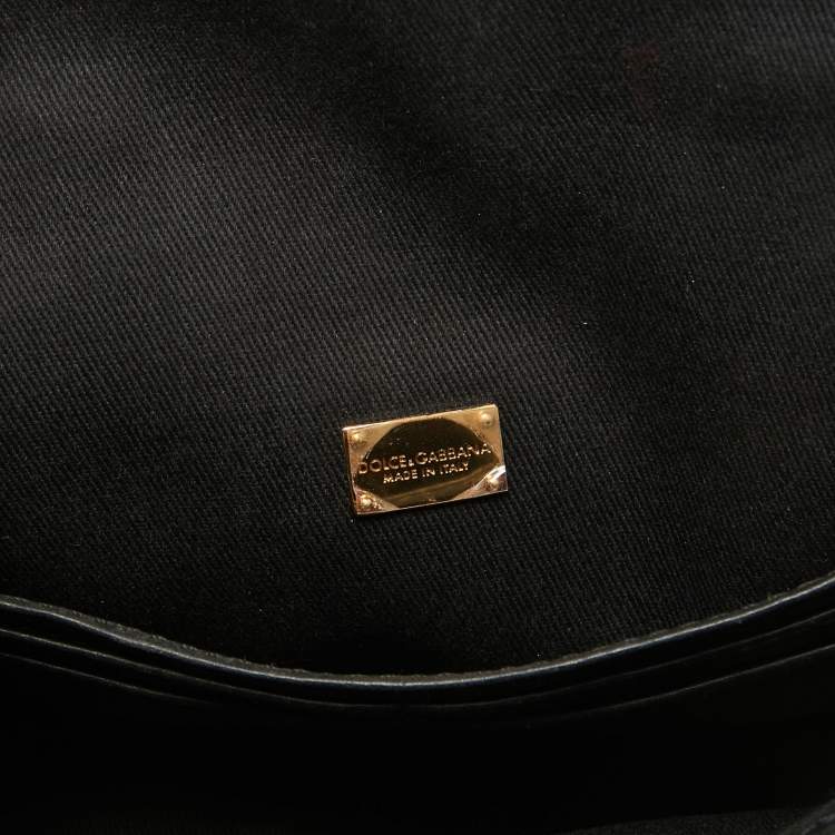 Pre Owned Dolce & Gabbana Black/Brown Leopard Print Coated Canvas and Leather Mini Miss Sicily Bag