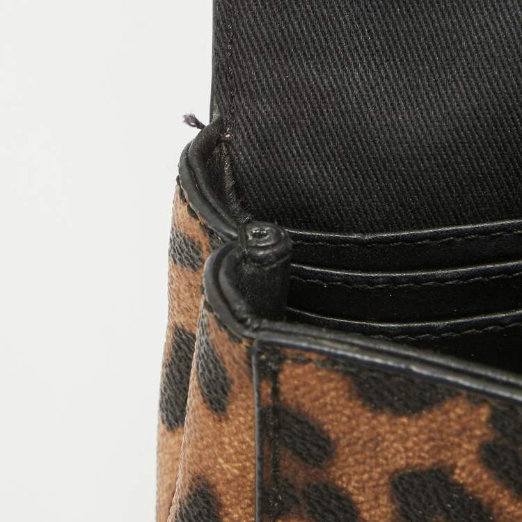Pre Owned Dolce & Gabbana Black/Brown Leopard Print Coated Canvas and Leather Mini Miss Sicily Bag
