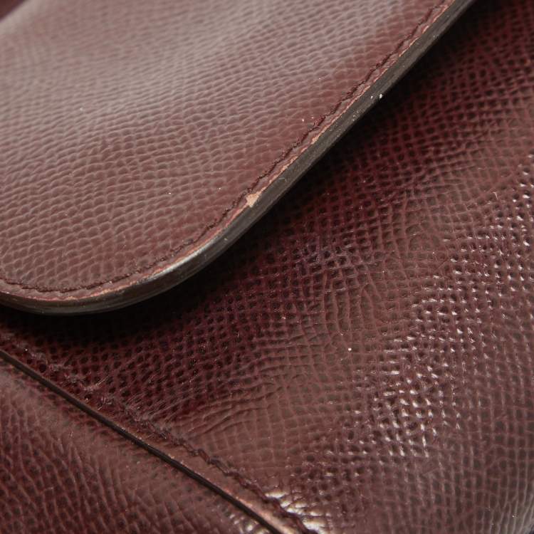 Pre Owned Dolce & Gabbana Burgundy Leather Mini Miss Sicily Top Handle Bag