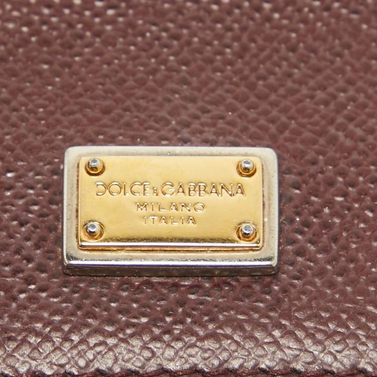 Pre Owned Dolce & Gabbana Burgundy Leather Mini Miss Sicily Top Handle Bag