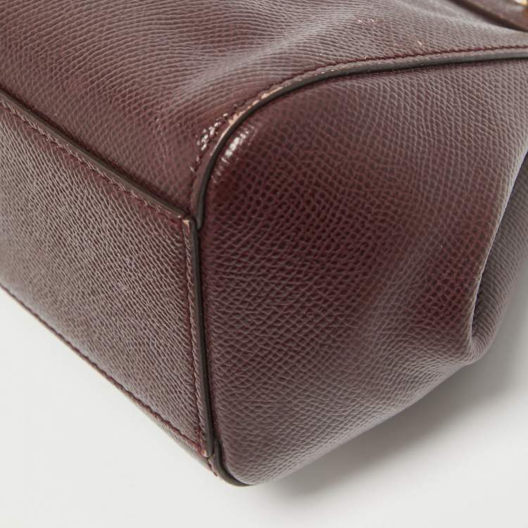 Pre Owned Dolce & Gabbana Burgundy Leather Mini Miss Sicily Top Handle Bag