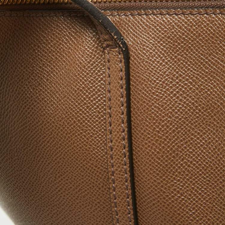 Pre Owned Dolce & Gabbana Dark Beige Leather Miss Escape Zip Tote