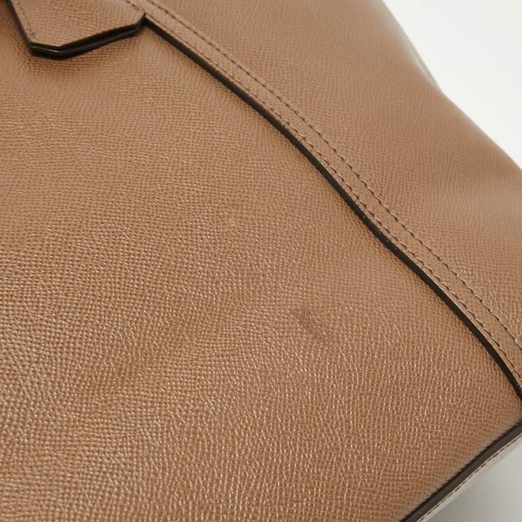 Pre Owned Dolce & Gabbana Dark Beige Leather Miss Escape Zip Tote