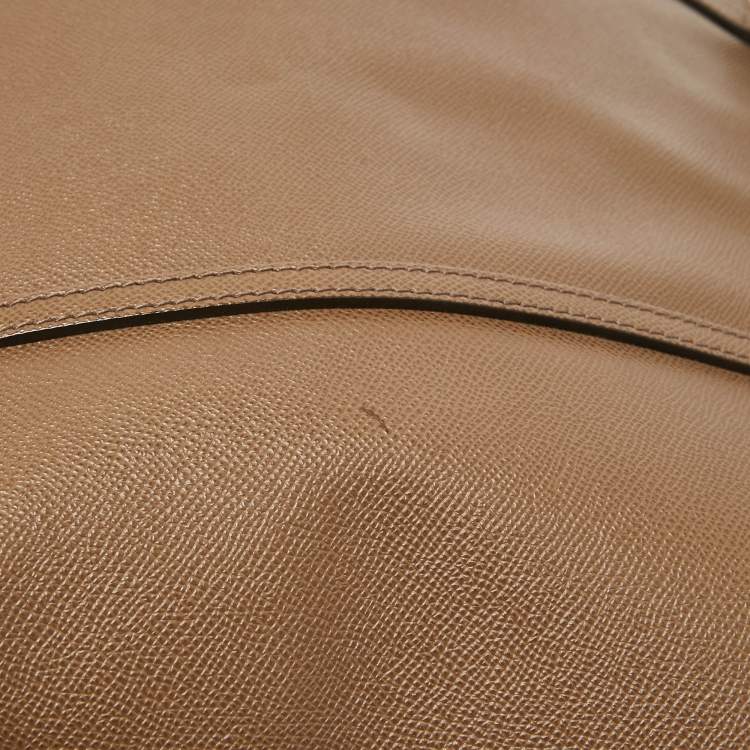 Pre Owned Dolce & Gabbana Dark Beige Leather Miss Escape Zip Tote