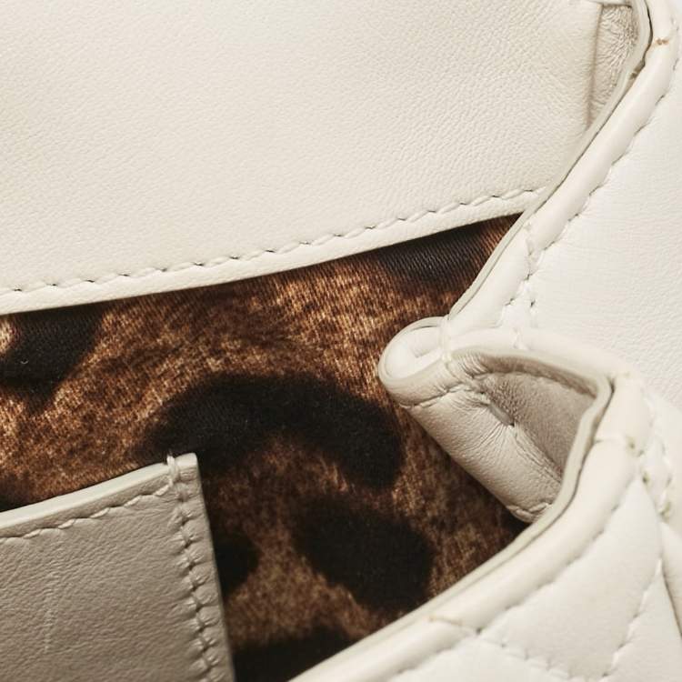 مملوكة مسبقًا Dolce & Gabbana White Quilted Leather Small Miss Sicily Top Handle Bag