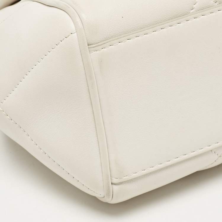 مملوكة مسبقًا Dolce & Gabbana White Quilted Leather Small Miss Sicily Top Handle Bag