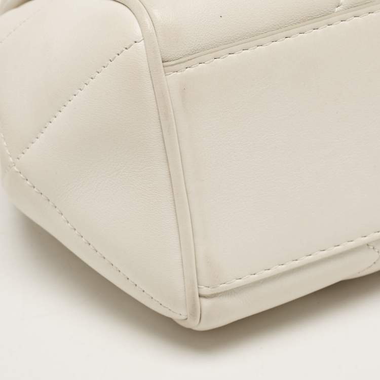 مملوكة مسبقًا Dolce & Gabbana White Quilted Leather Small Miss Sicily Top Handle Bag
