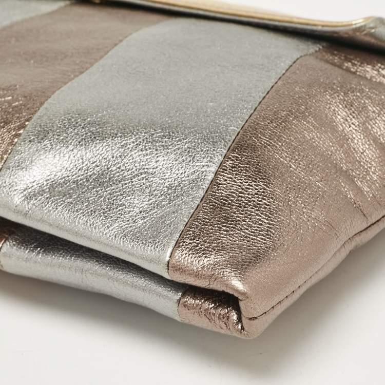 Pre Owned Dolce & Gabbana Metallic Multicolor Leather Miss Beams Clutch