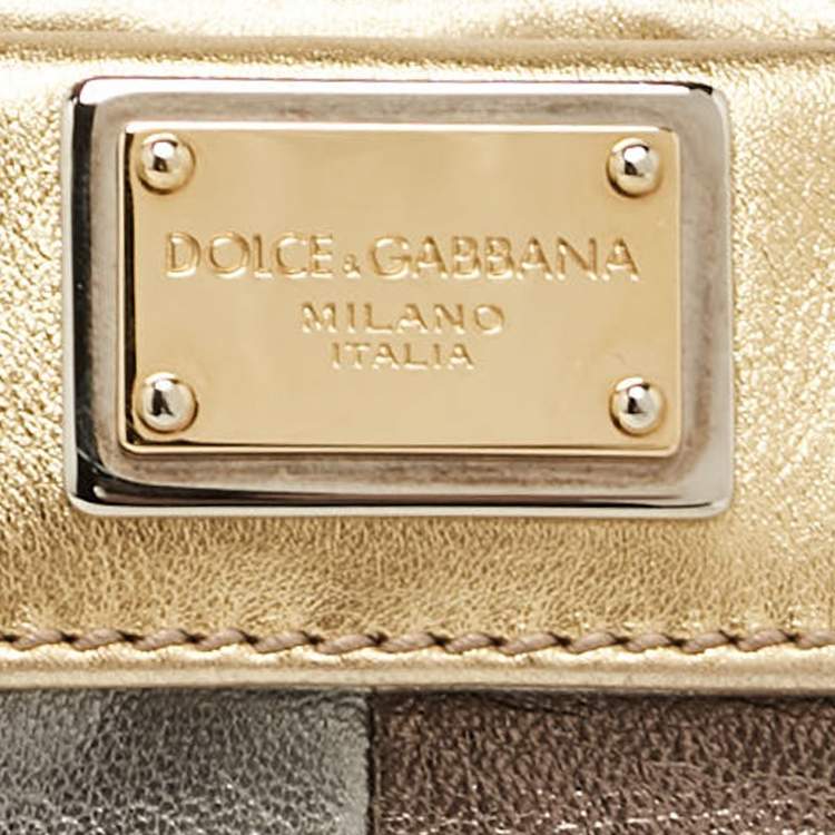 Pre Owned Dolce & Gabbana Metallic Multicolor Leather Miss Beams Clutch