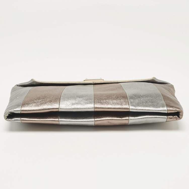 Pre Owned Dolce & Gabbana Metallic Multicolor Leather Miss Beams Clutch