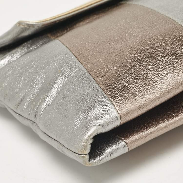 Pre Owned Dolce & Gabbana Metallic Multicolor Leather Miss Beams Clutch