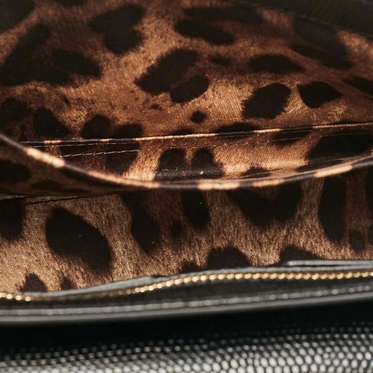 Pre Owned Dolce & Gabbana Black Lizard Embossed Leather DG Millennials Shoulder Bag