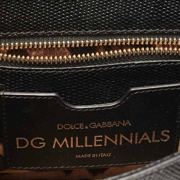 Pre Owned Dolce & Gabbana Black Lizard Embossed Leather DG Millennials Shoulder Bag