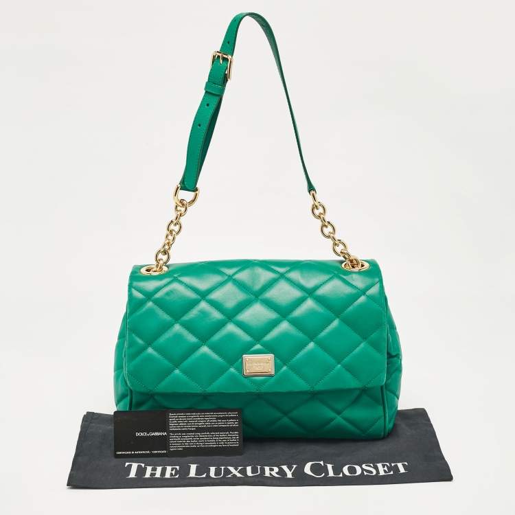 مملوكة مسبقًا Dolce & Gabbana Green Quilted Leather Miss Kate Shoulder Bag