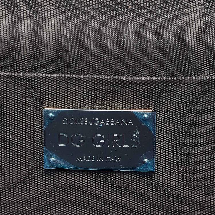 Pre Owned Dolce & Gabbana Blue/Gold Lurex Fabric DG Girls Flap Shoulder Bag