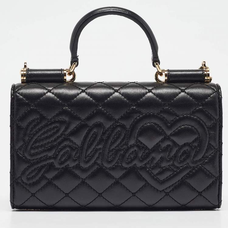 Pre Owned Dolce & Gabbana Black Leather Miss Sicily Von Wallet On Chain