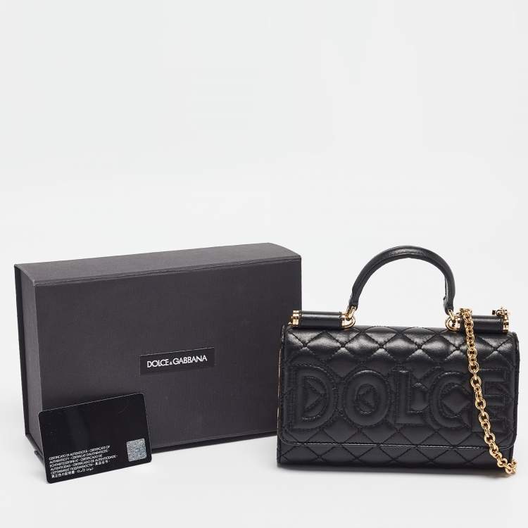 Pre Owned Dolce & Gabbana Black Leather Miss Sicily Von Wallet On Chain