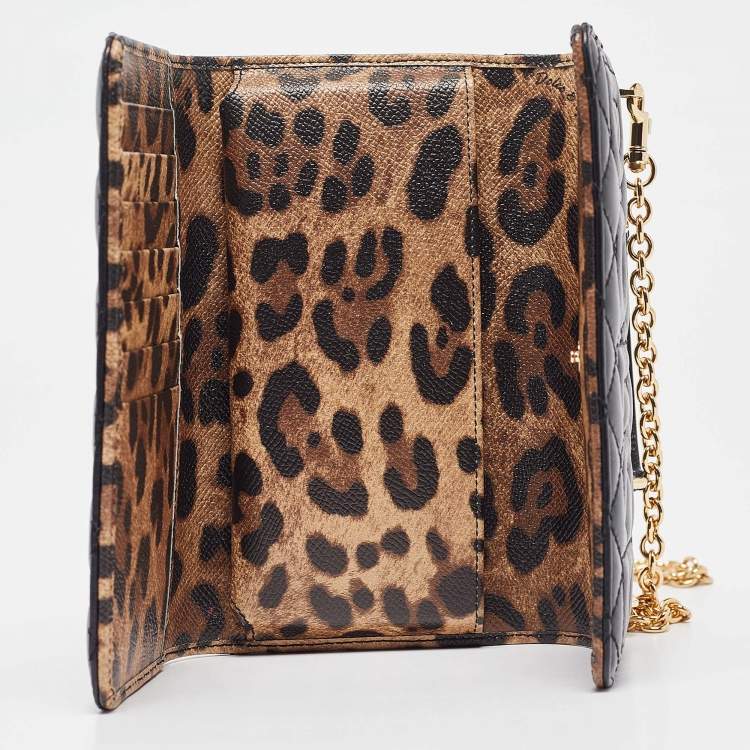 Pre Owned Dolce & Gabbana Black Leather Miss Sicily Von Wallet On Chain