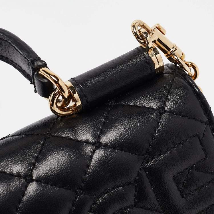 Pre Owned Dolce & Gabbana Black Leather Miss Sicily Von Wallet On Chain