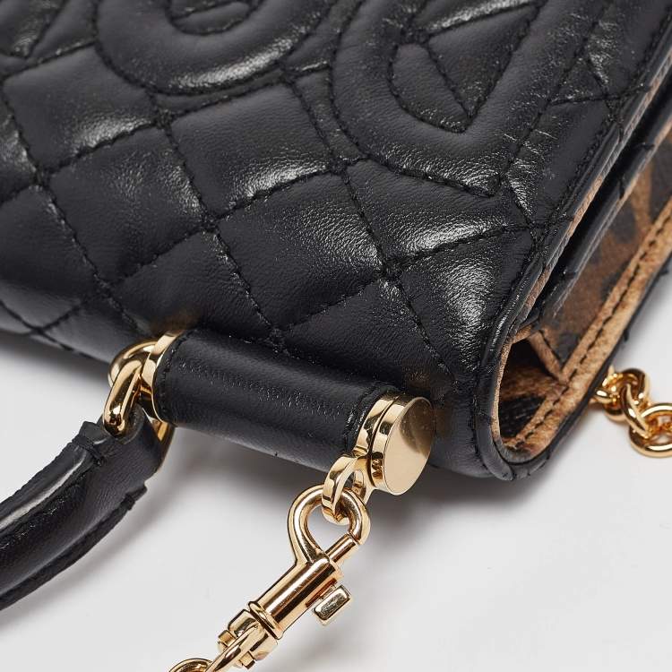 Pre Owned Dolce & Gabbana Black Leather Miss Sicily Von Wallet On Chain