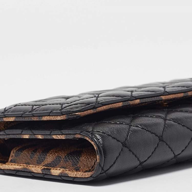 Pre Owned Dolce & Gabbana Black Leather Miss Sicily Von Wallet On Chain