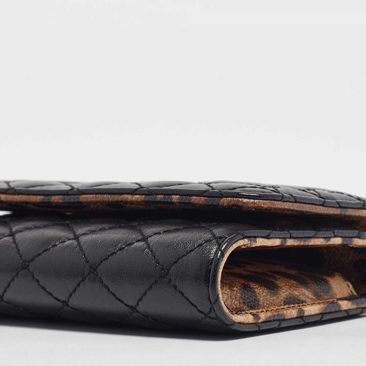 Pre Owned Dolce & Gabbana Black Leather Miss Sicily Von Wallet On Chain