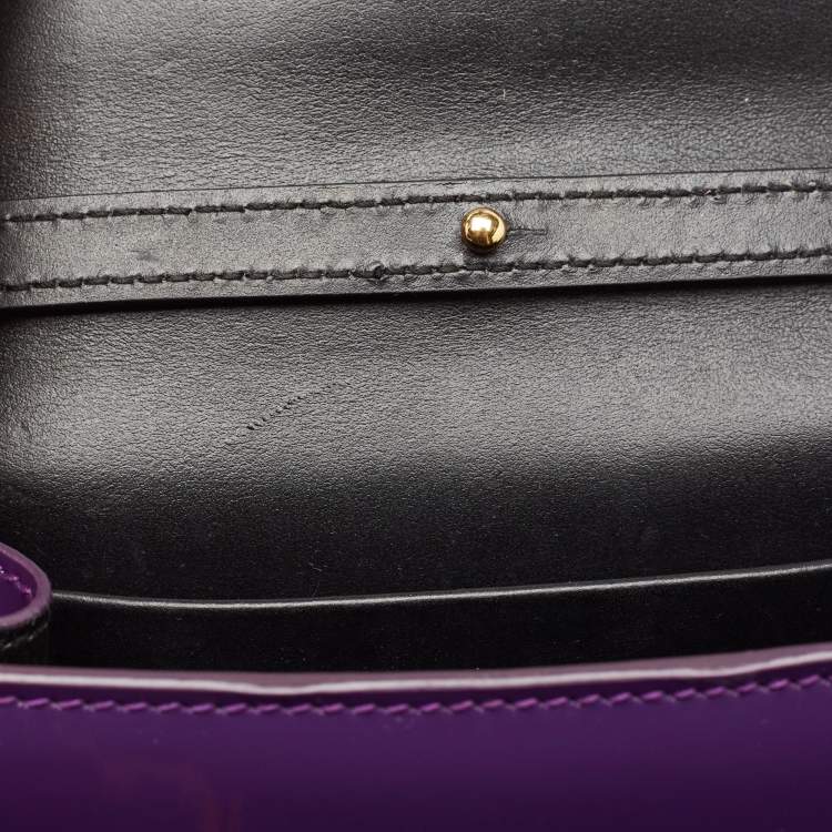 Pre Owned Dolce & Gabbana Purple Patent Leather Small Devotion Top Handle Bag