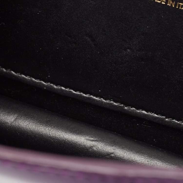 Pre Owned Dolce & Gabbana Purple Patent Leather Small Devotion Top Handle Bag