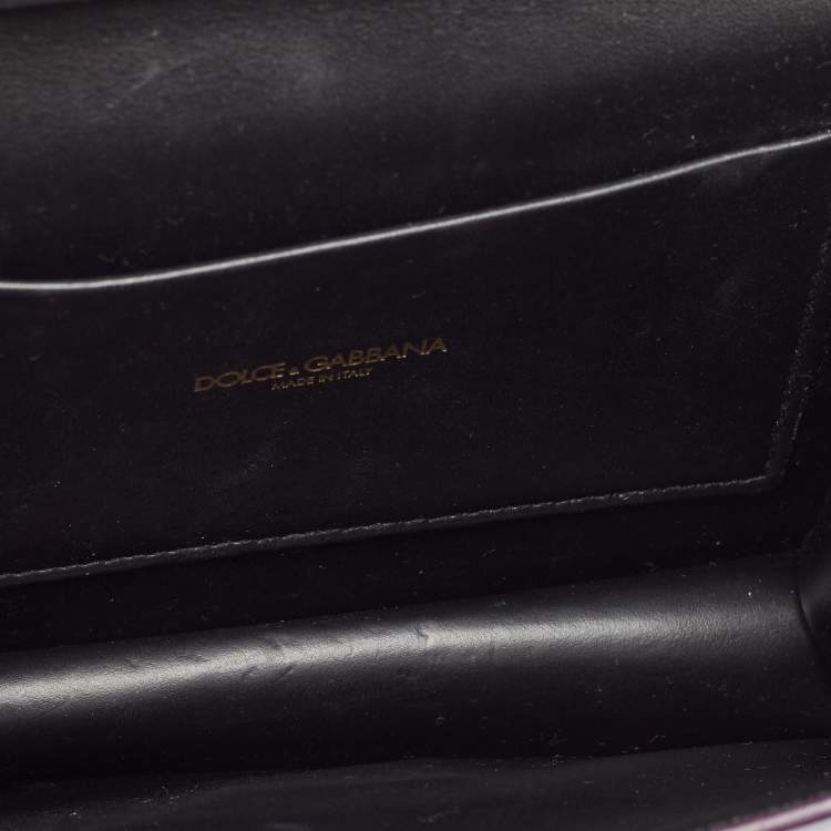 Pre Owned Dolce & Gabbana Purple Patent Leather Small Devotion Top Handle Bag