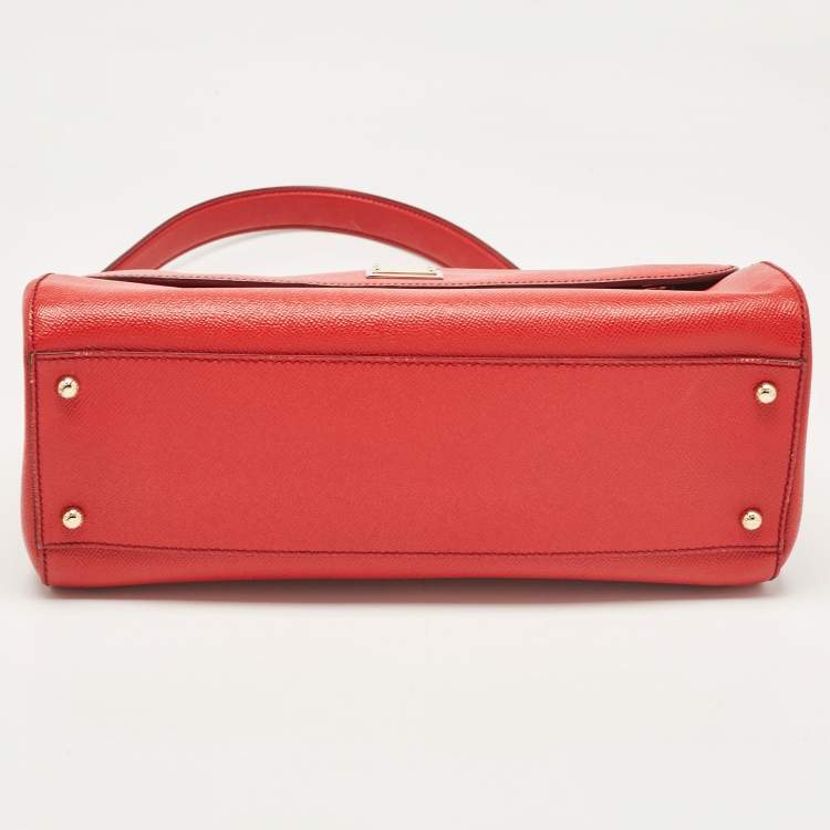Pre Owned Dolce & Gabbana Red Leather Large Miss Sicily Top Handle Bag