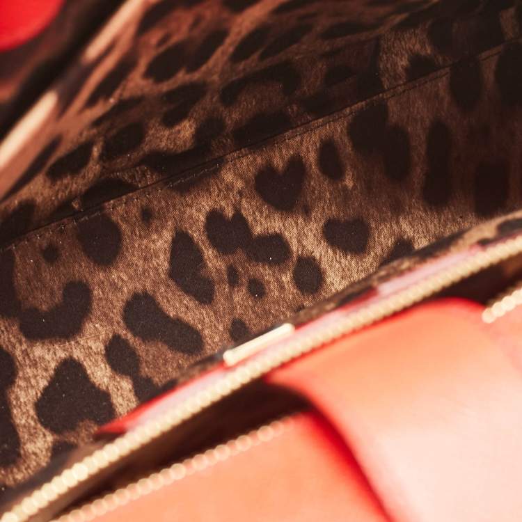 Pre Owned Dolce & Gabbana Red Leather Large Miss Sicily Top Handle Bag