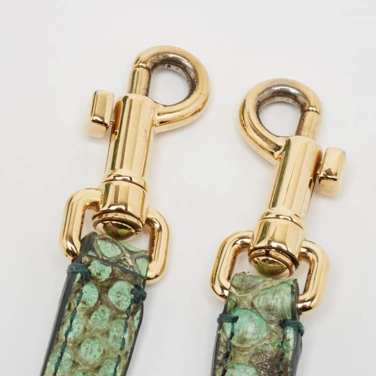 Pre Owned Dolce & Gabbana Green Python Miss Sicily Shopper Tote