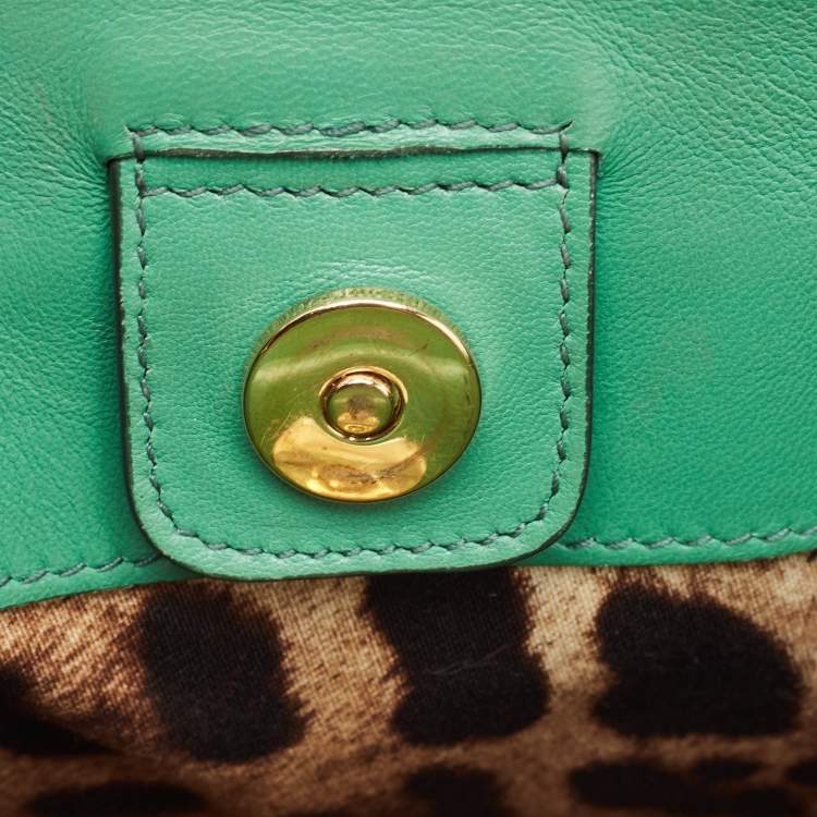 Pre Owned Dolce & Gabbana Green Python Miss Sicily Shopper Tote