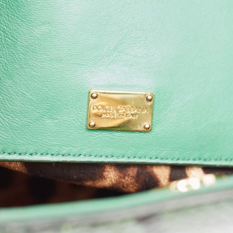 Pre Owned Dolce & Gabbana Green Python Miss Sicily Shopper Tote