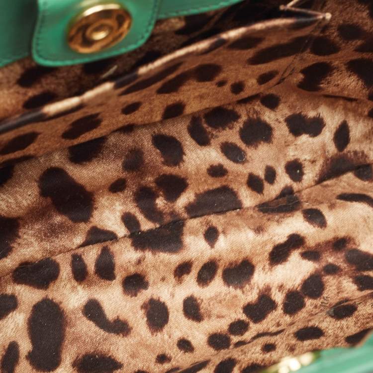 Pre Owned Dolce & Gabbana Green Python Miss Sicily Shopper Tote