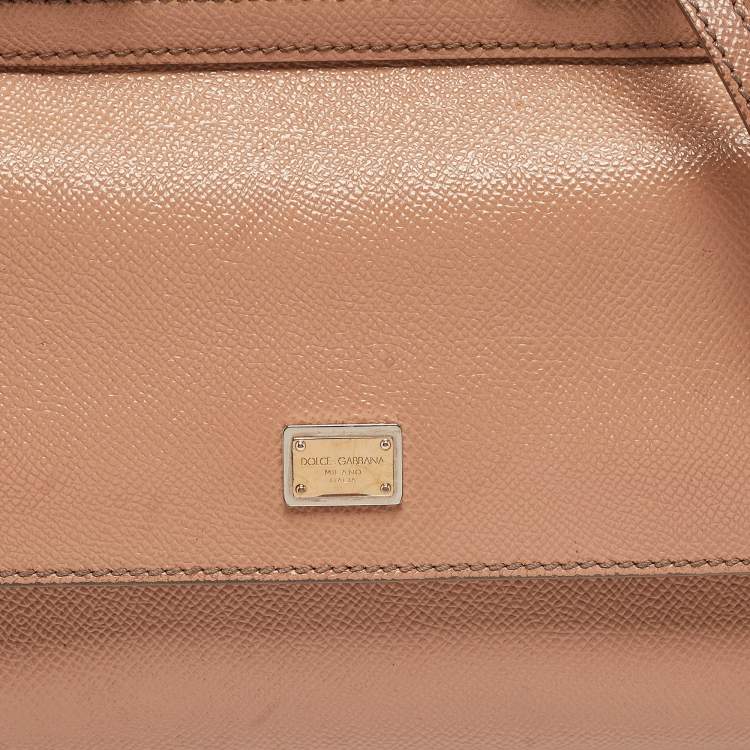Pre Owned Dolce & Gabbana Beige Leather Small Miss Sicily Top Handle Bag