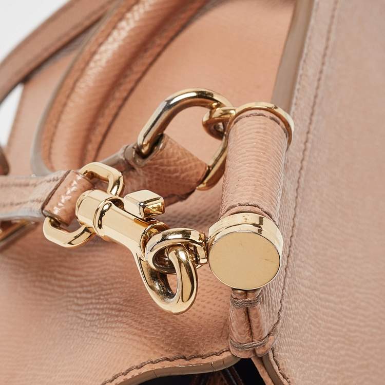 Pre Owned Dolce & Gabbana Beige Leather Small Miss Sicily Top Handle Bag