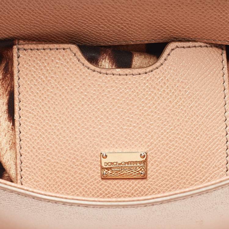 Pre Owned Dolce & Gabbana Beige Leather Small Miss Sicily Top Handle Bag