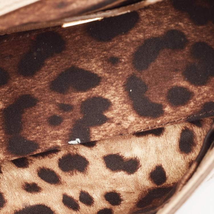 مملوكة مسبقًا Dolce & Gabbana Beige Lizard Embossed Leather Small Miss Sicily Top Handle Bag
