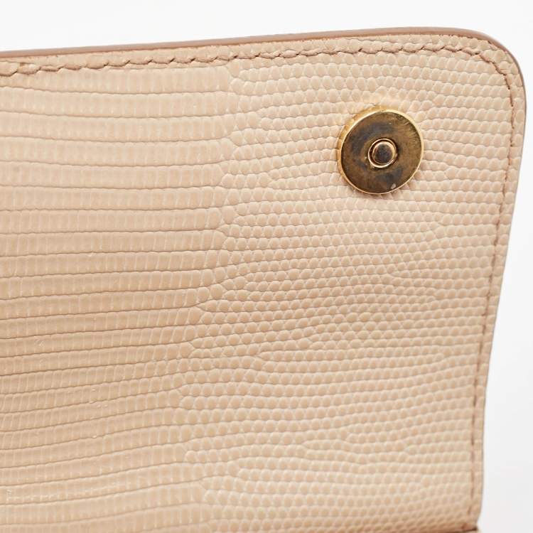 مملوكة مسبقًا Dolce & Gabbana Beige Lizard Embossed Leather Small Miss Sicily Top Handle Bag