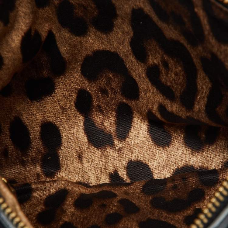 Pre Owned Dolce & Gabbana Black Lace and Leather Shoulder Bag