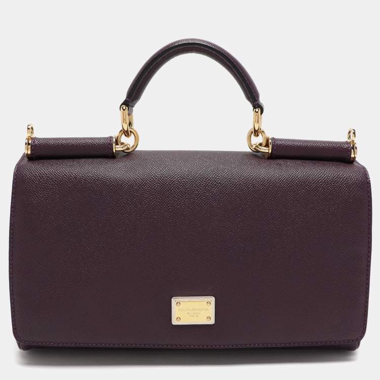 Pre Owned Dolce & Gabbana Purple Leather Miss Sicily Von Top Handle Bag
