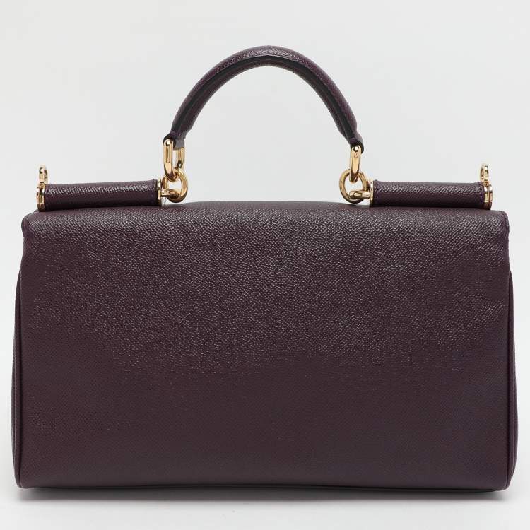 Pre Owned Dolce & Gabbana Purple Leather Miss Sicily Von Top Handle Bag