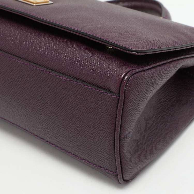 Pre Owned Dolce & Gabbana Purple Leather Miss Sicily Von Top Handle Bag