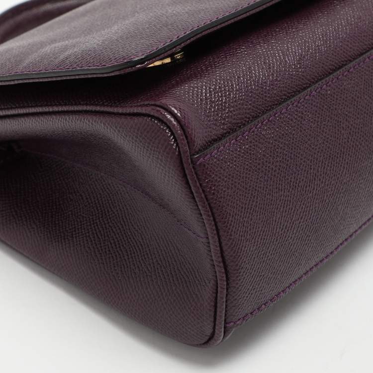 Pre Owned Dolce & Gabbana Purple Leather Miss Sicily Von Top Handle Bag