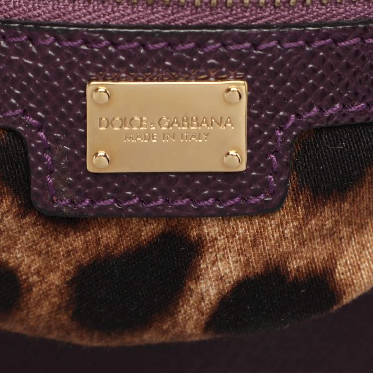 Pre Owned Dolce & Gabbana Purple Leather Miss Sicily Von Top Handle Bag