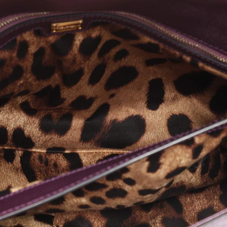 Pre Owned Dolce & Gabbana Purple Leather Miss Sicily Von Top Handle Bag