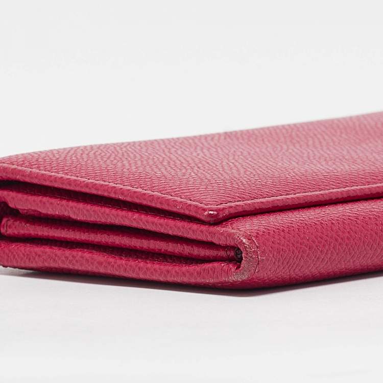 Pre Owned Dolce & Gabbana Fuchsia Leather Flap Continental Wallet