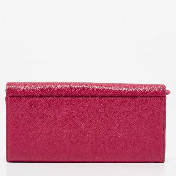 Pre Owned Dolce & Gabbana Fuchsia Leather Flap Continental Wallet